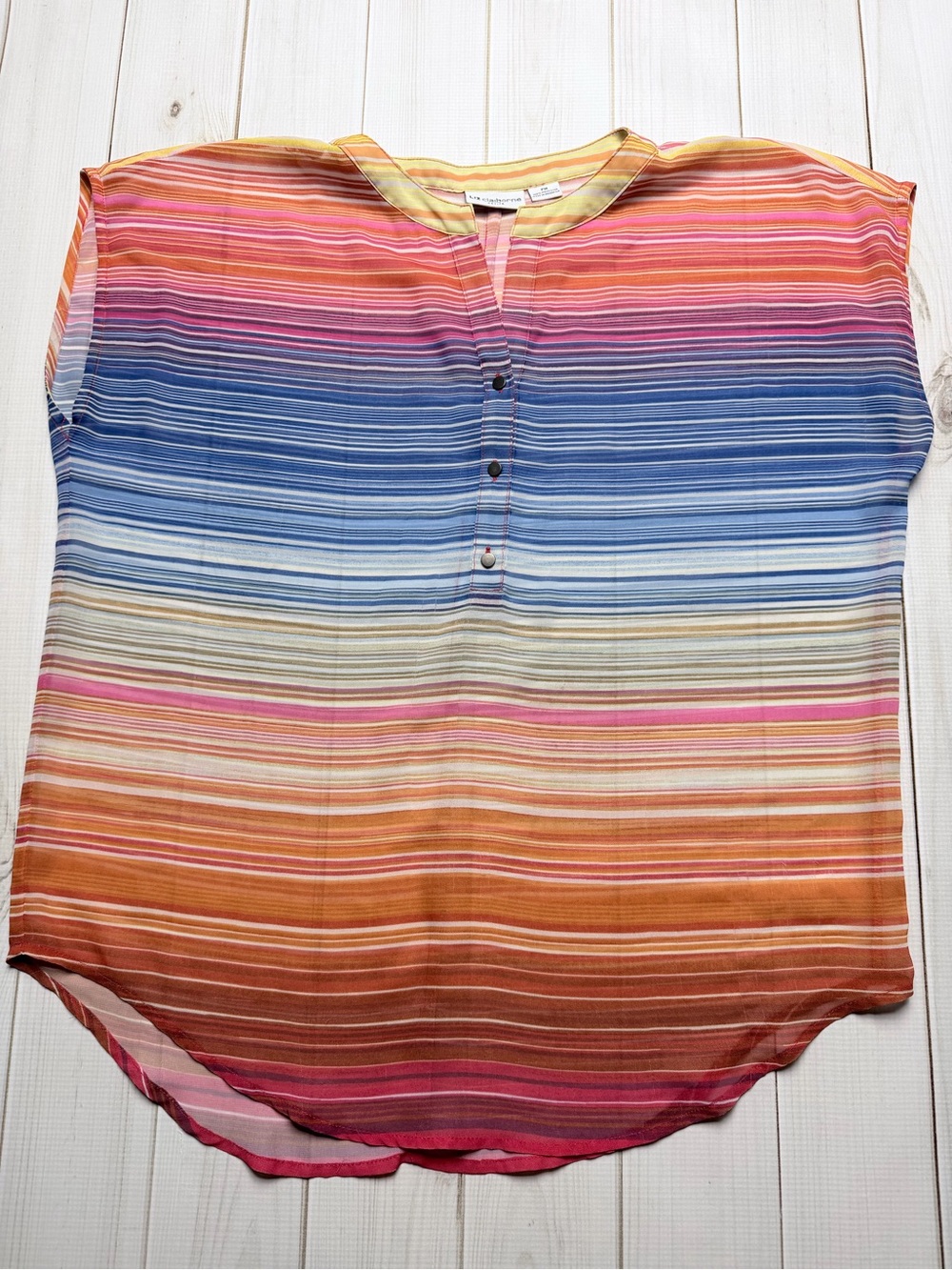 Liz Claiborne Striped Multicolor Short-Sleeve Blouse - Lightweight Women’s Top